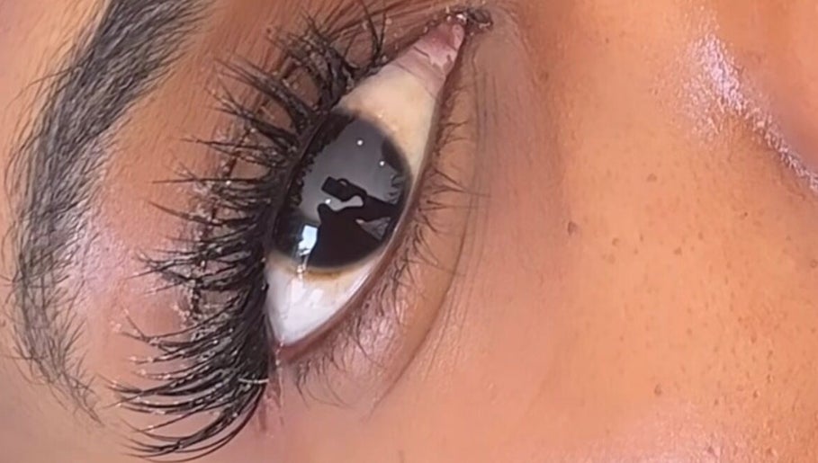 Close-up of expertly styled eyelashes at Lashed By Minsi, Ladysmith, Kwazulu-natal, ZA.