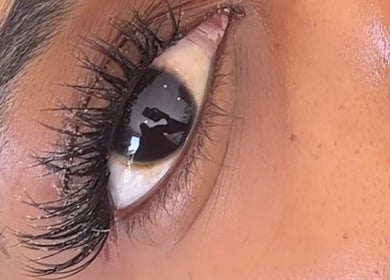 Close-up of expertly styled eyelashes at Lashed By Minsi, Ladysmith, Kwazulu-natal, ZA.