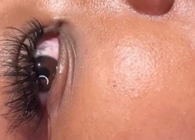Close-up of expertly applied eyelashes at Lashed By Minsi in Ladysmith, Kwazulu-natal, ZA.