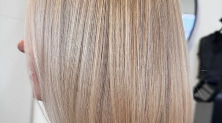 Close-up of freshly styled blond hair at Beauty Salon, San Diego, California, US.