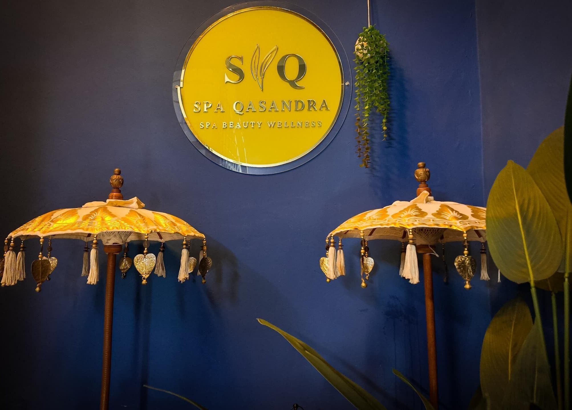 Decorative parasols at Qasandra Spa Retreat in Petaling Jaya, Selangor, MY enhance serene atmosphere.