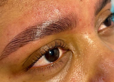 Close-up of groomed brows at Grace Aesthetics in Cape Town, Western Cape, ZA.