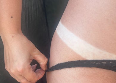 Close-up of a tan line on skin at House of Beauté, Ibstock, England, GB. Showcasing wellness services.