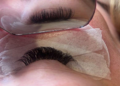 Close-up of eyelash extensions at House of Beauté, Ibstock, England, GB.
