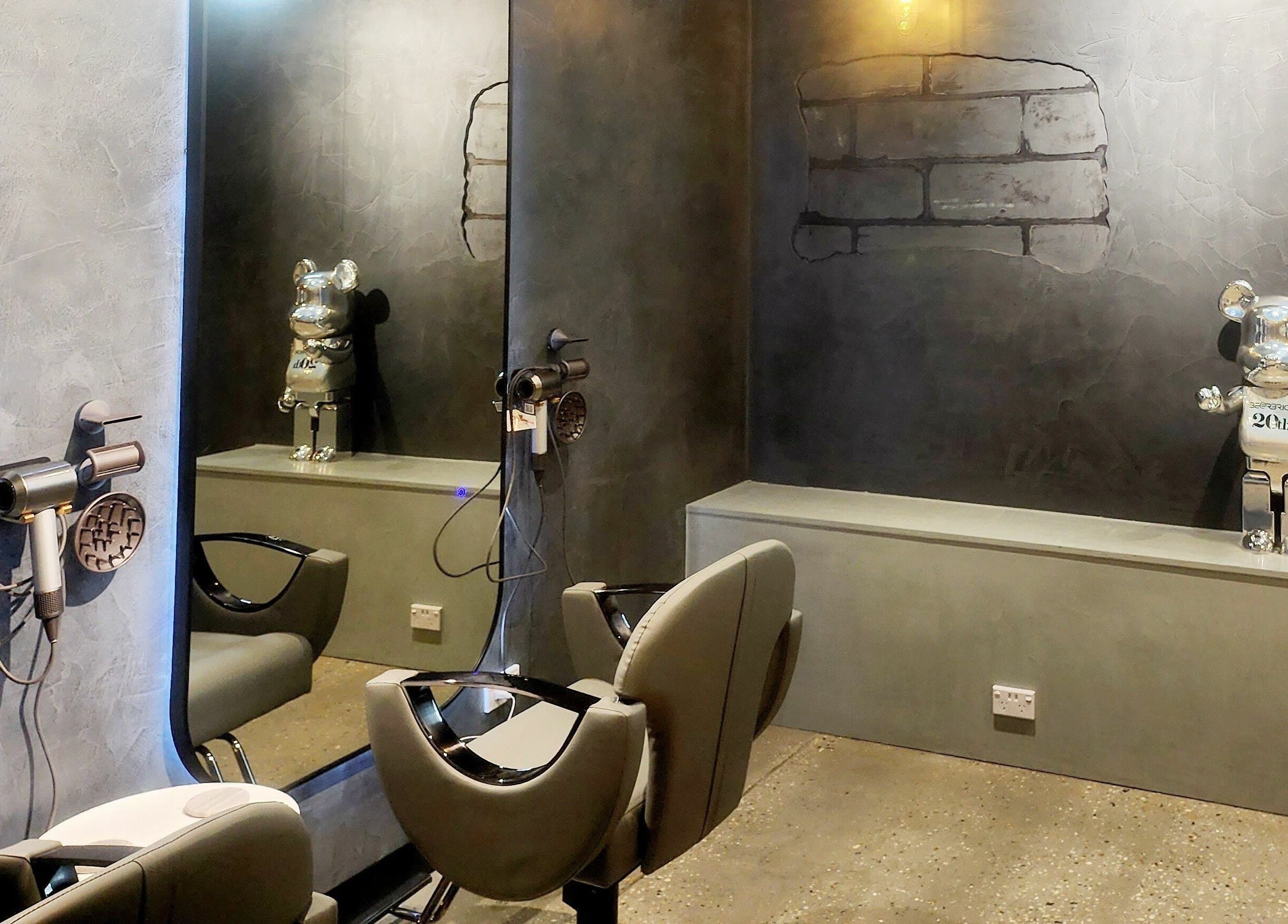 Modern salon chair and hair station at The One Fashion Hair, Melbourne, Victoria, AU.