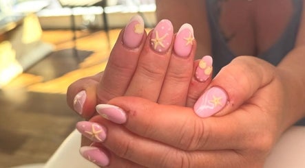 Charming pink starfish-themed nails at D2 Hair Skin and Beauty, Worlingham, England, GB.