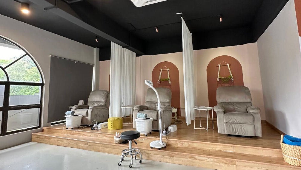 Relaxing spa chairs at Lash Out Loud (Nilai) in Nilai, Negeri Sembilan, MY, offering a serene beauty experience.