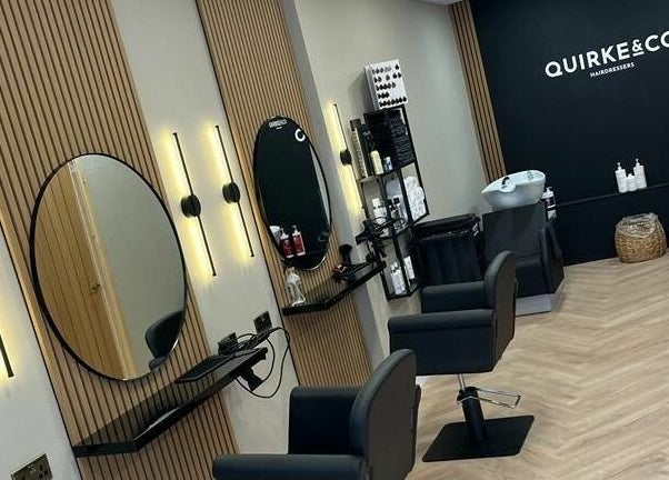 Modern salon interior at Quirke & Co Hairdressers, Pontypridd, Wales, GB.
