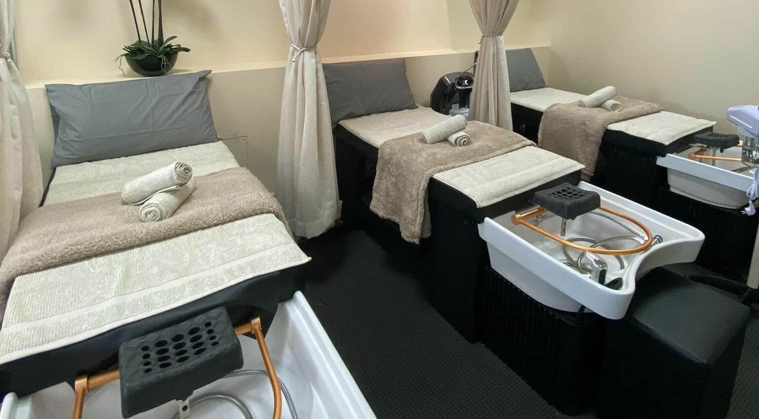 Luxurious spa beds at Tower Beauty Christchurch in Canterbury, NZ offering ultimate relaxation.