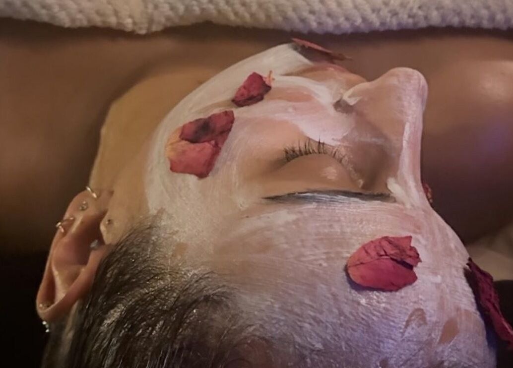 Relaxing facial with rose petals at The Signature Edit - Bedew Skin, Corby, England, GB.