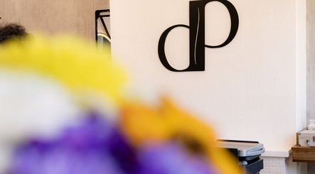 Danilo Possato Hair Studio logo on wall with colorful flowers, Dublin, County Dublin, IE.