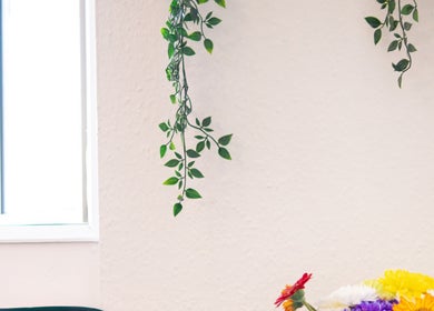 Colorful flowers and hanging greenery at Danilo Possato Hair Studio, Dublin, County Dublin, IE.