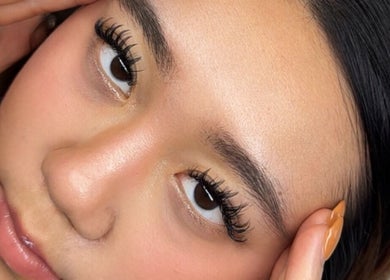 Close-up of woman with lush eyelashes at Femme Theory, London, Ontario, CA.