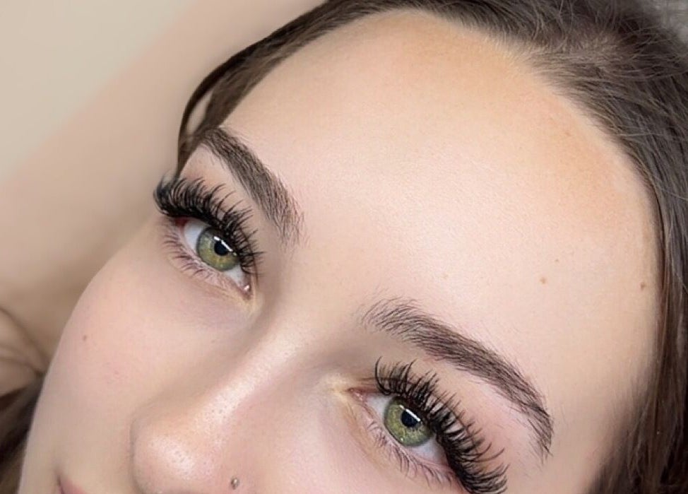Close-up of elegant eyelash extensions at Femme Theory, London, Ontario, CA.