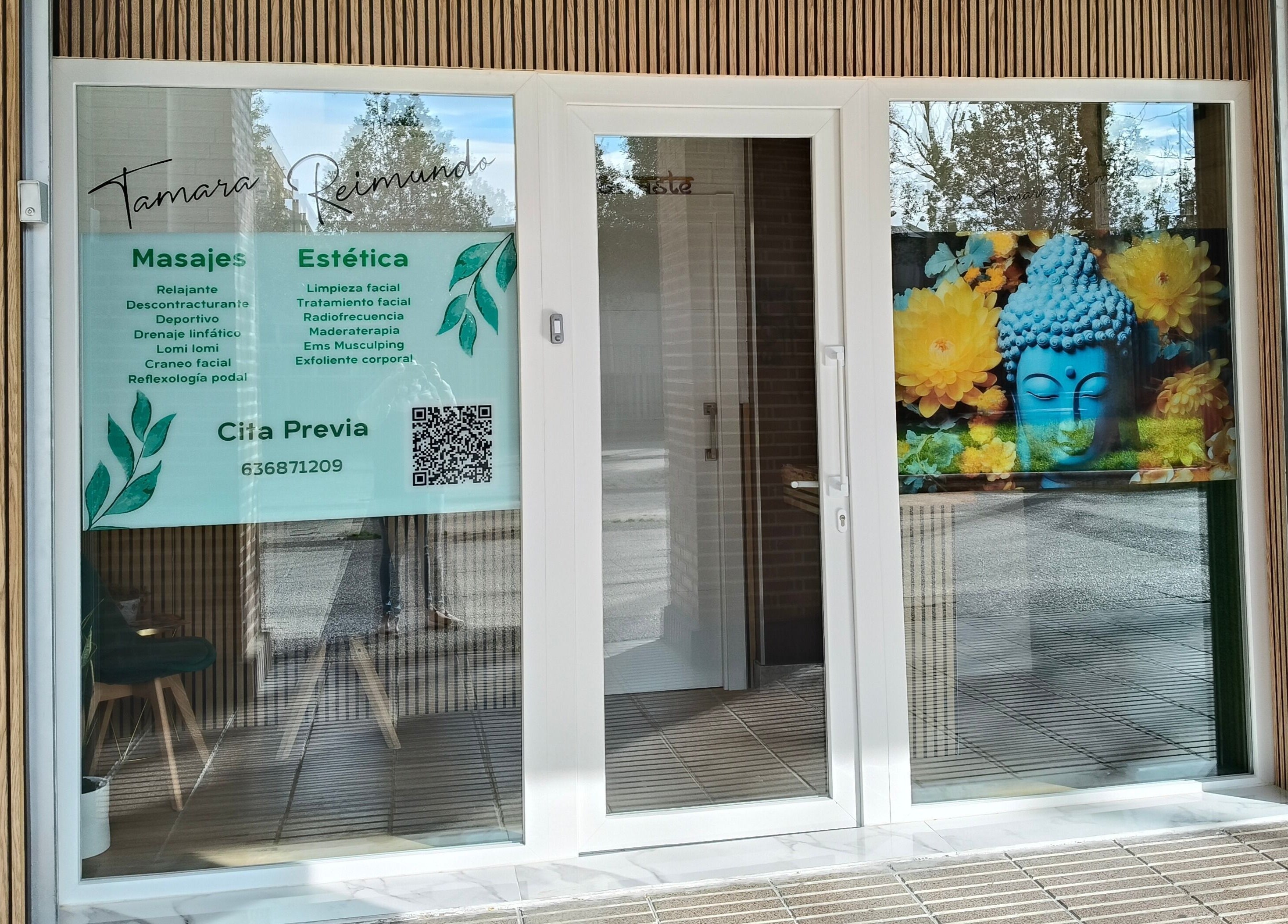 Entrada de Masajes Zen en Gasteiz, Euskadi, ES, destacando servicios de bienestar y estética.
