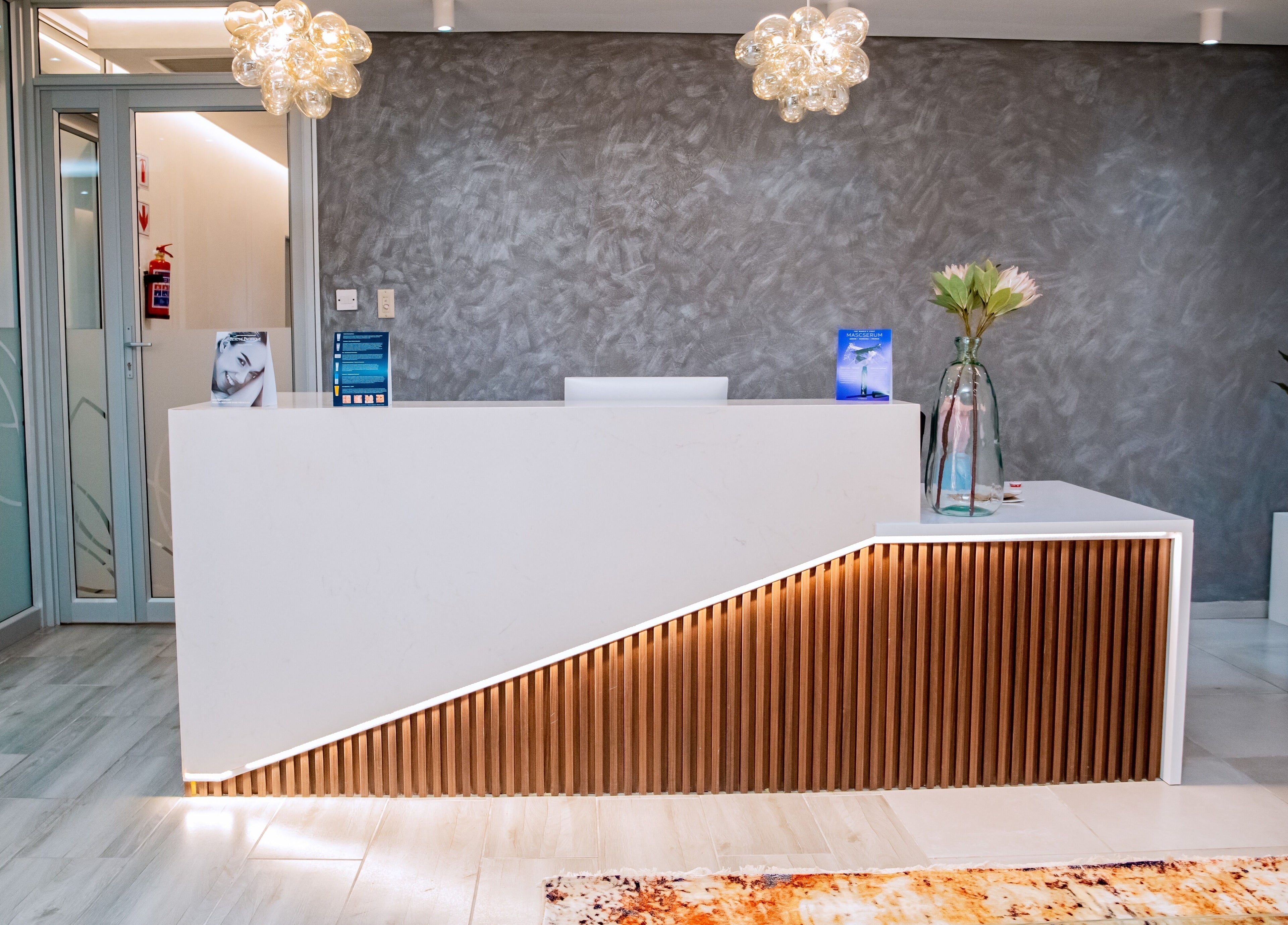 Elegant reception desk at Anue Medical Spa, Gaborone, Gaborone City, BW with modern decor.