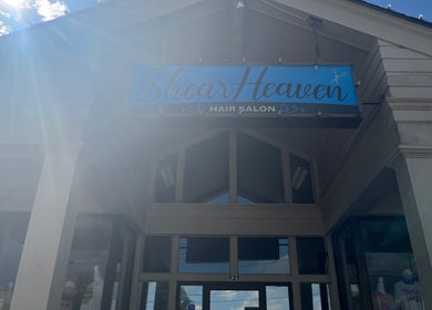 Entrance of Shear Heaven Salon in Ruston, Louisiana, showcasing its welcoming exterior.