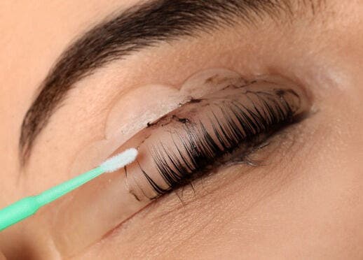 Detailed eyelash treatment at Lash La Drina, Bromley, England, GB using precision tools for optimal results.