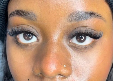 Close-up of elegant eyelash extensions at Lash La Drina, Bromley, England, GB.