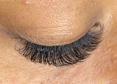 Close-up of beautifully applied lash extensions at Lash La Drina, Bromley, England, GB.