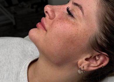 Close-up of serene face at Paradox Aesthetics in Worcester, England, GB, highlighting skincare results.