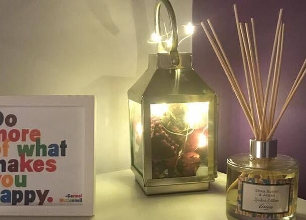 Relaxing candle and diffuser setup at Molly Sports Massage, Locker 27, Addlestone, England, GB.
