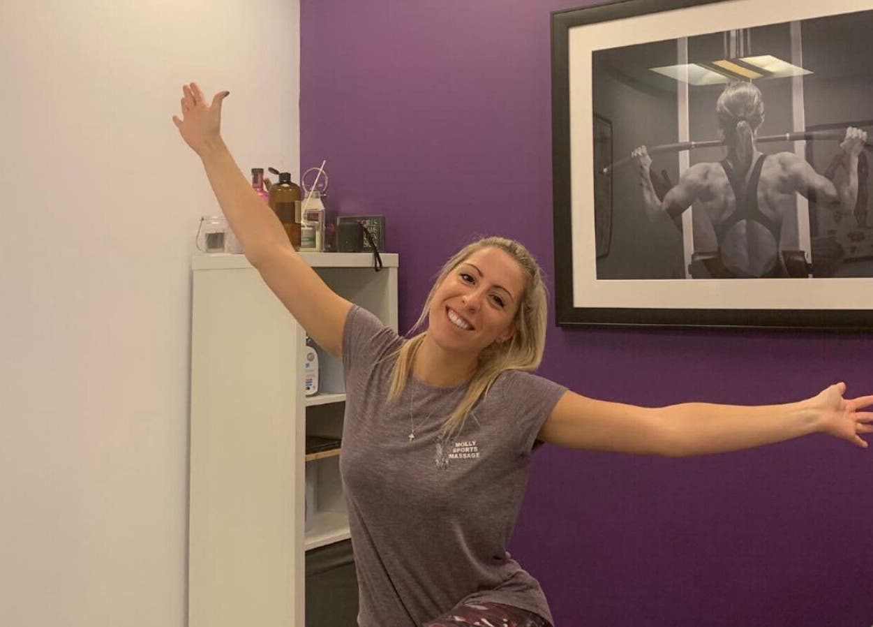 Happy staff at Molly Sports Massage at Locker 27 in Addlestone, England, GB, highlighting wellness services.