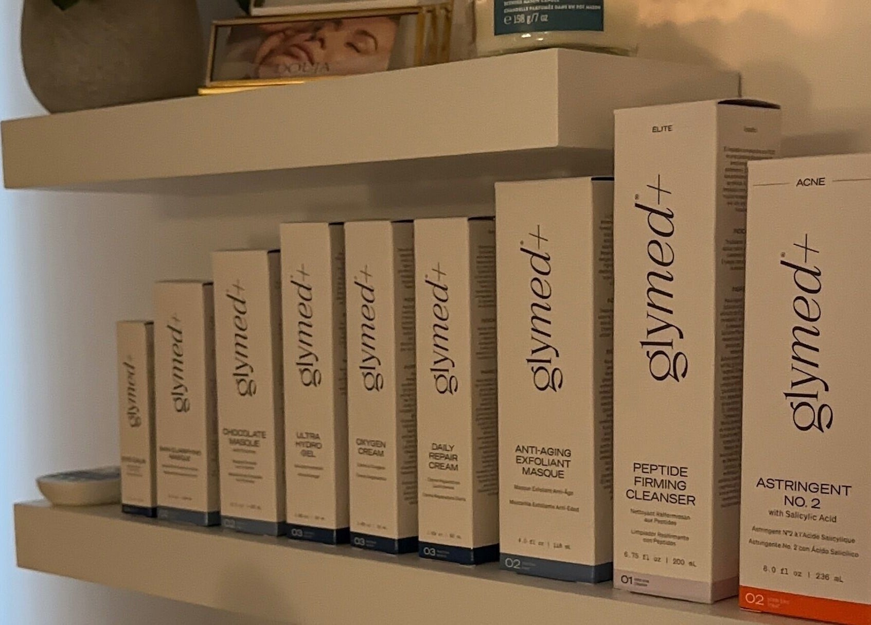 Glymed Plus skincare collection displayed at Art by Douja, Montréal, Québec, CA.