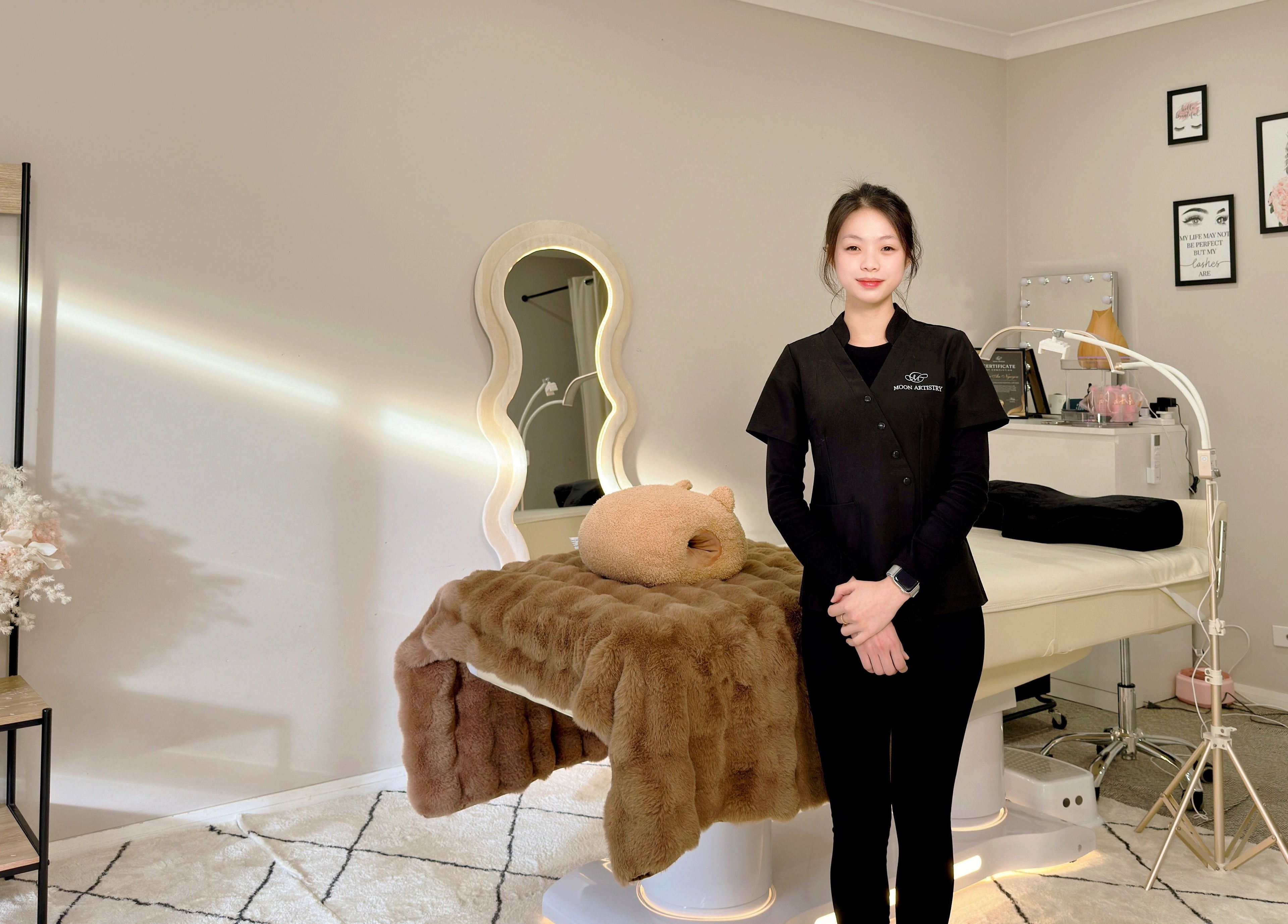 Moon Artistry Canley Vale showcases a modern spa with plush decor in Canley Vale, New South Wales, AU.