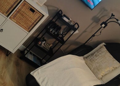 Cozy beauty corner at The Cosmetic Lodge, Hull, England, GB with elegant decor and a comfortable chair.