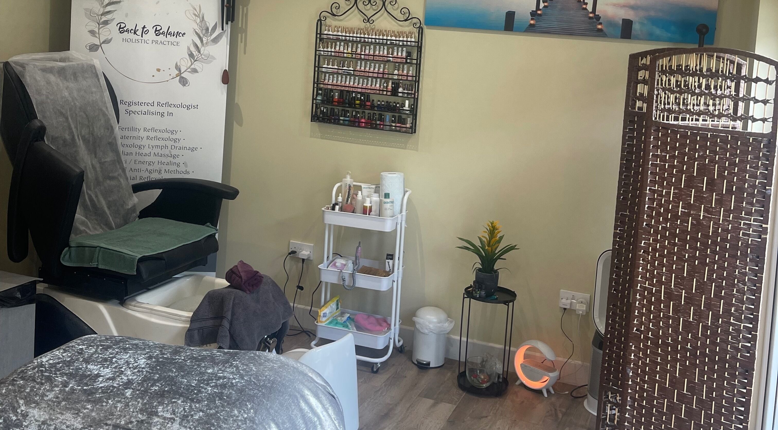 Relaxing treatment space at Back to Balance Holistic Practice by Oksana, Tralee, County Kerry, IE.
