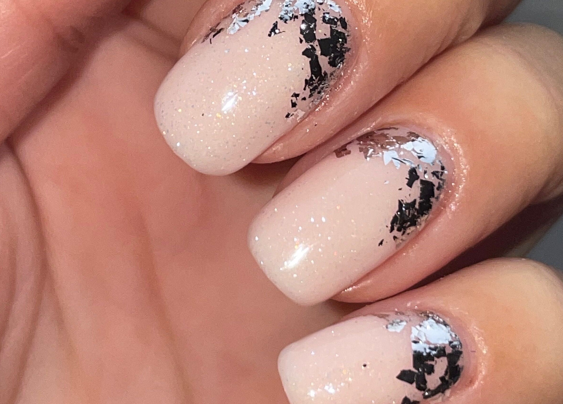 Elegant nails with glossy sparkle at Painted Nails X Charlotte, Wokingham, England, GB.