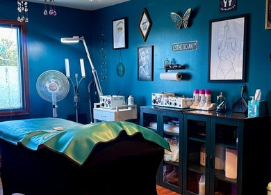 Crystal Coven Waxing interior with soothing decor in Alexandria, Virginia, US, featuring treatment table and tools.