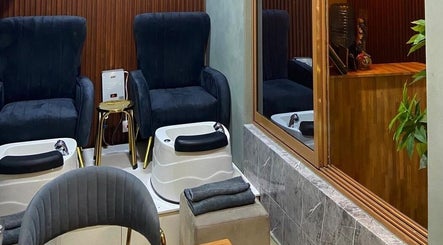 Luxurious pedicure chairs at Prestige Luxe Spa, Accra, Greater Accra Region, GH for ultimate relaxation.