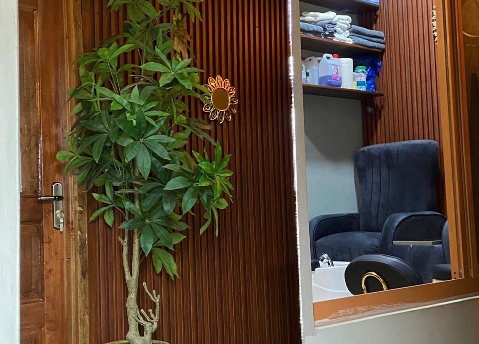 Elegant spa chair and decor at Prestige Luxe Spa, Accra, Greater Accra Region, GH.