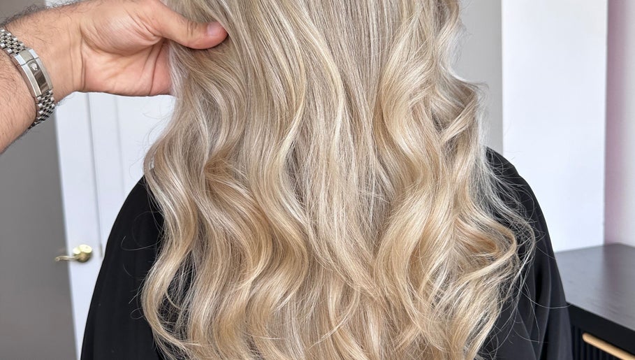 Blonde wavy hair styled at Beauty By Lid Hair Salon, Santa Clarita, California, US.