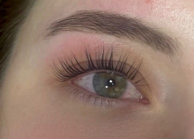 Close-up of detailed eyelash extension at Larbella Beauty, London, England, GB.