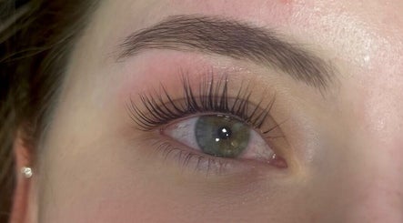 Close-up of detailed eyelash extension at Larbella Beauty, London, England, GB.