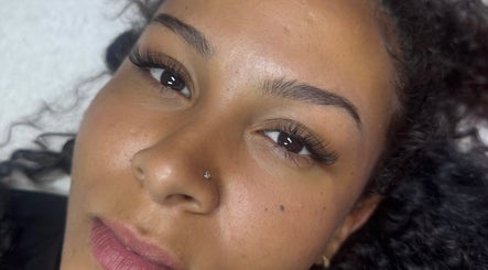 Close-up of elegant lash extensions at Larbella Beauty, London, England, GB.