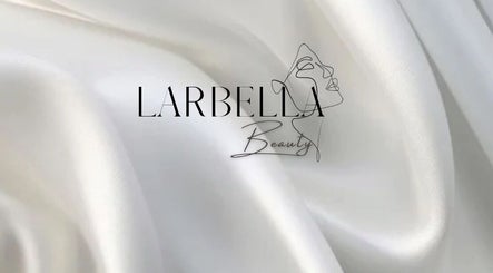 Larbella Beauty logo on elegant silk background, London, England, GB.