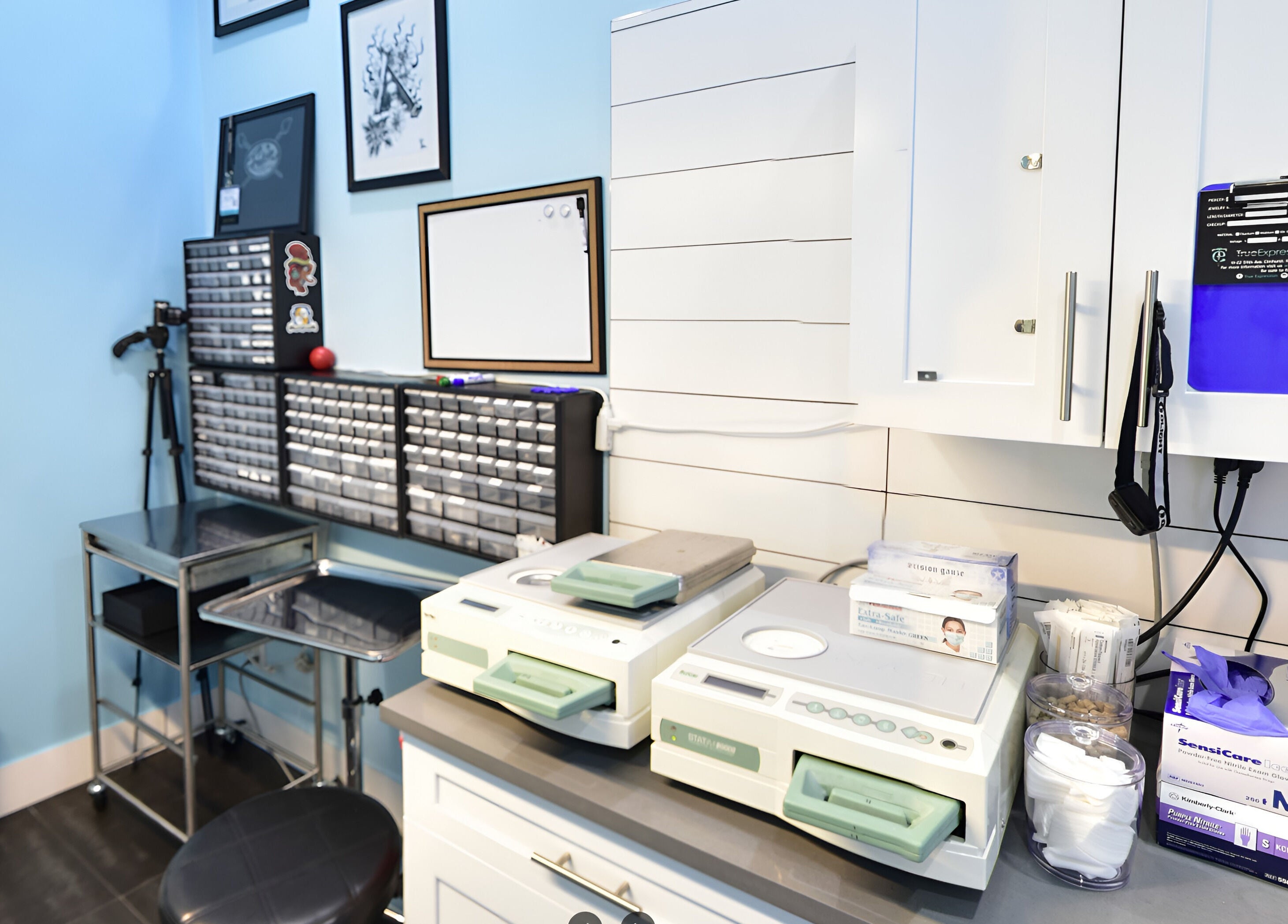 Sterilization equipment at True Expression Piercing Studio, New York, New York, US.