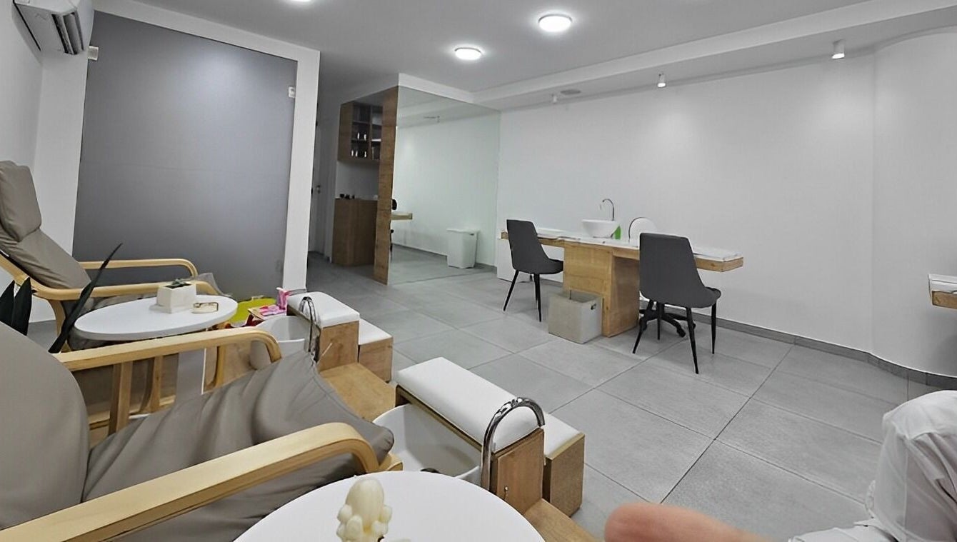 Spacious manicure and pedicure area inside Organails Beauty Lounge, Hazmieh, Mount Lebanon Governorate, LB.