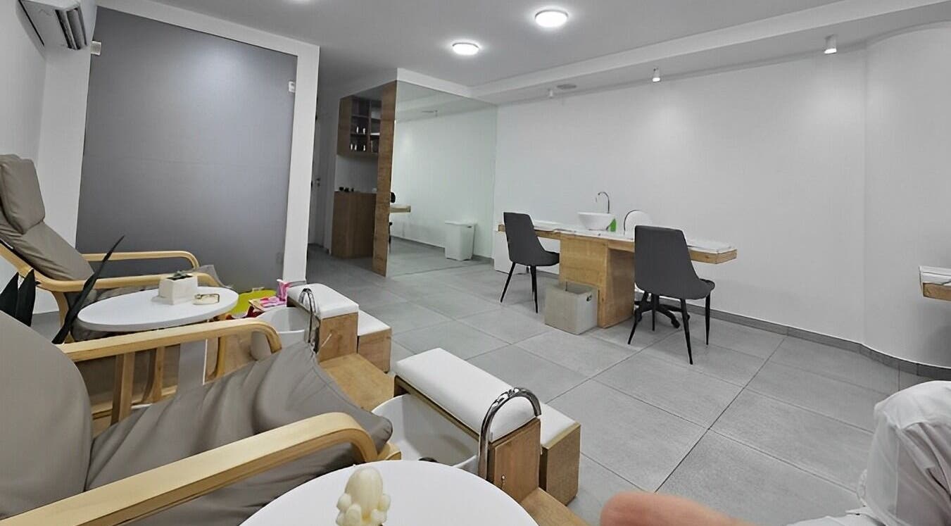 Spacious manicure and pedicure area inside Organails Beauty Lounge, Hazmieh, Mount Lebanon Governorate, LB.