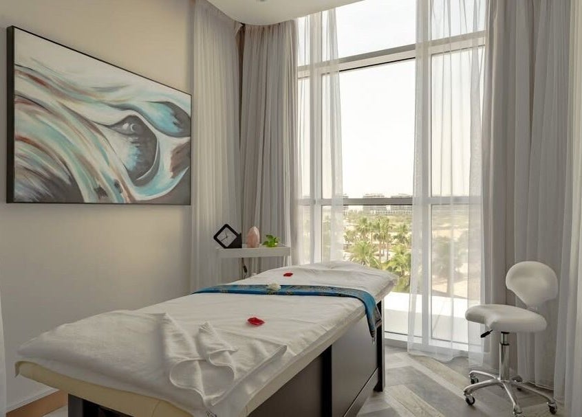 Peaceful spa room at DWS-Barcelo Al Jaddaf, Dubai, Dubai, AE with massage bed and soothing decor.