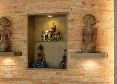 Elegant sculptures in DWS-Marina Cascades lobby, Dubai, Dubai, AE, adding a touch of artistic tranquility.