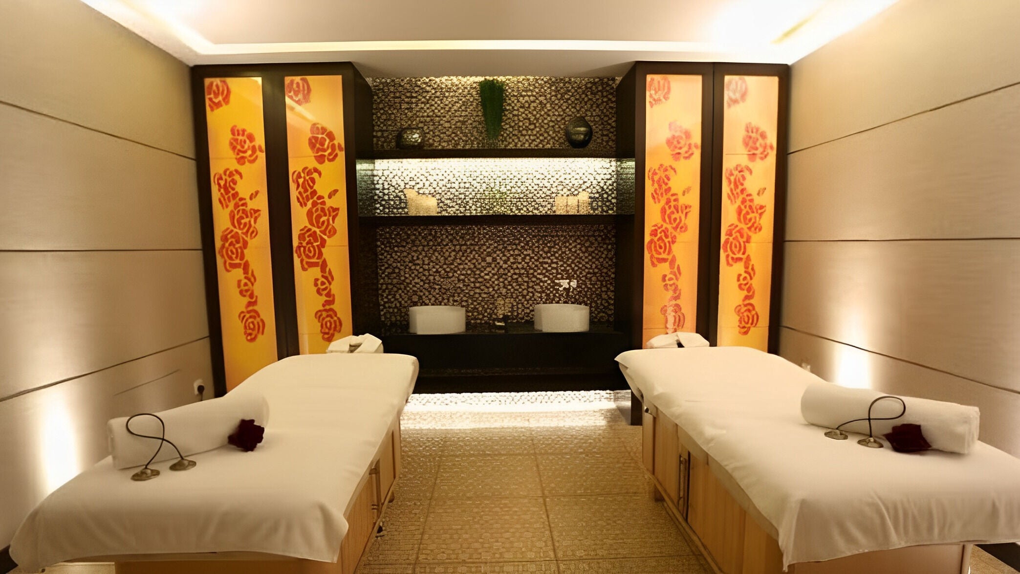 Relaxing spa treatment room with two massage tables at DWS-Damac Cour Jardin, Dubai, Dubai, AE.