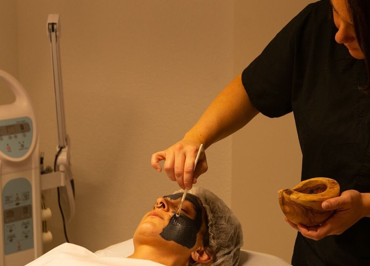 Skincare treatment at Izzy's Studio, Val De Bagnes, Valais, CH featuring a relaxing charcoal facial.