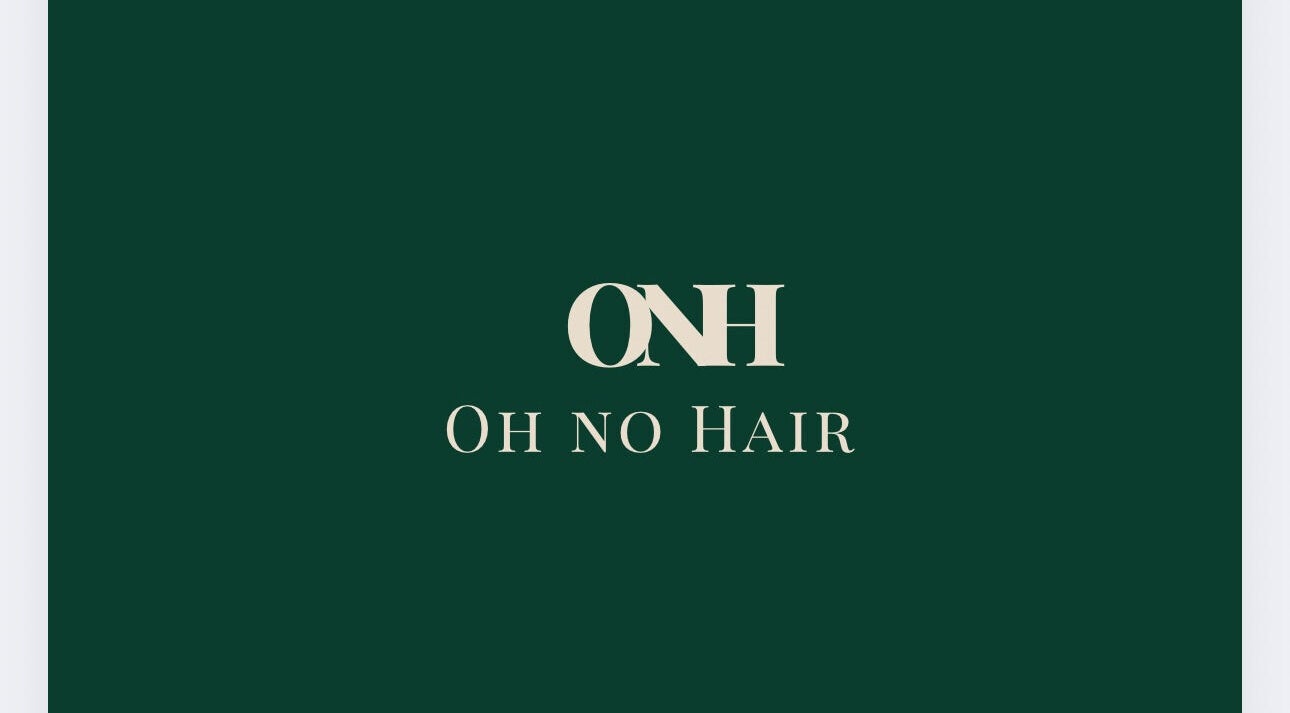 Oh No Hair logo with dark green background in Mitcham, England, GB.