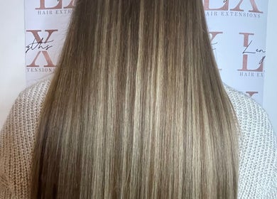 Luxurious long hair extensions at LX Lengths Hair Extensions in Ash, England, GB. Perfect blend and shine.