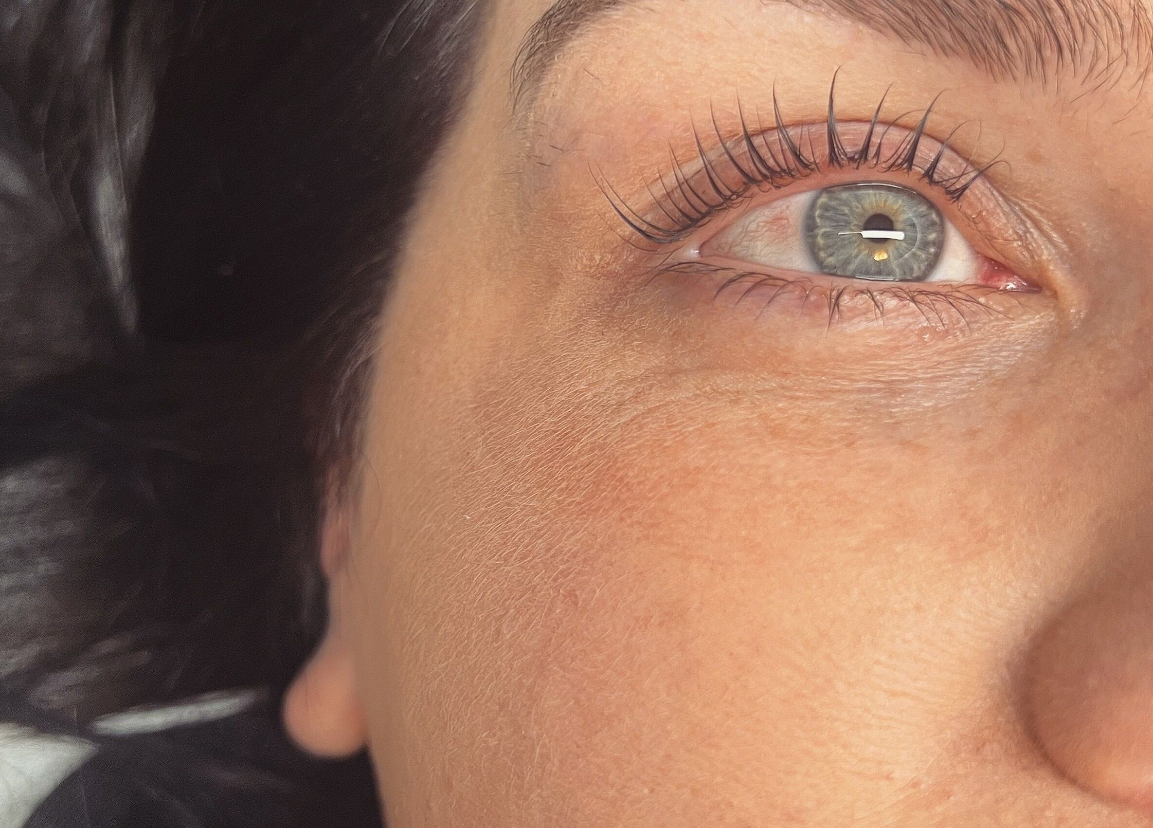 Close-up of enhanced lashes at PURE BEAUTY, Weston Super Mare, England, GB.